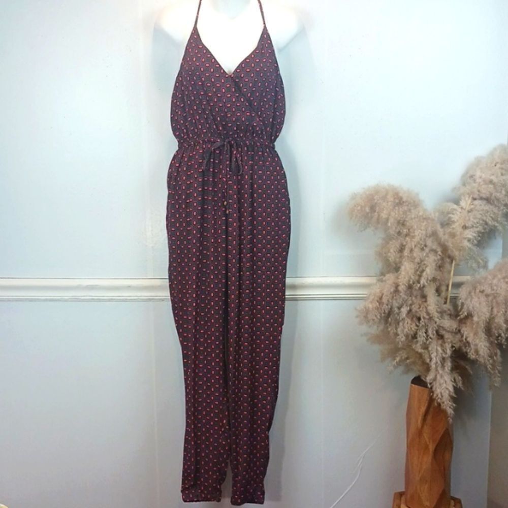 Gianni Bini Boho paisley print V neck sleeveless tie waist jumpsuit size ( M )